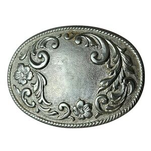 Western Express Floral Filigree Belt Buckle Cowboy Core, Rockabilly, Vtg 70s